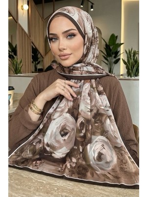 İmaj Butik Kahverengi Desenli Soft Şal