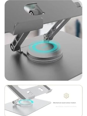Vigordurus 360 Derece Sonsuz Pozisyonda Dönebilen Katlanabilir Metal Alaşımlı Yükseklik ve Açı Ayarlı Kaydırmaz Telefon ve Tablet Standı (Tablet Standı N03)