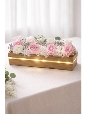 Bohem Masa Dekoru Yapay Çiçek Arajmanı Ledli