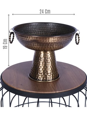 Yapay Çiçek Sitesi Metal Dekoratif Ayaklı Sunumluk Çiçeklik Küpeli Bronz 19 cm