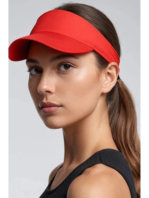 Belifanti Collection Kırmızı Tenis Vizör Şapka Ayarlanabilir Hafif Spor Güneşlik Unisex