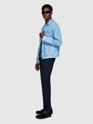 Sisley Slim Fit Vintage Efekt Chino Pantolon Erkek Lacivert Pantolon - 323A4DM6SF02Y