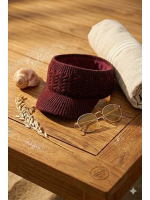 Belifanti Collection Premium Bordo Örme Triko Vizör Şapka Esnek Yapı Nefes Alabilir Spor Tenis Güneşlik