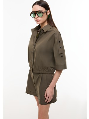 ROMAN Beli Lastikli Kısa Kol Gömlek Haki YY013501_023