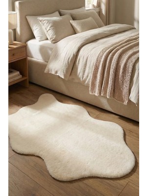 Halı Special Yuma Krem Peluş Post Halı-Yumuşak-Yıkanabilir-Modern-Dekoratif