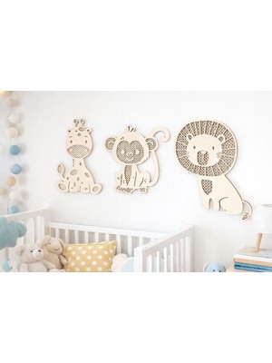 Safari Model Ahşap Hazeran Görünümlü Çocuk Odası Duvar Dekoru