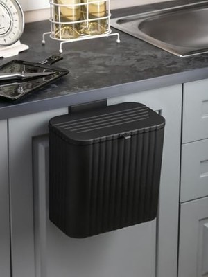 Vigordurus Mutfak Tezgah Üstü ve Dolap Askılı Çöp Kovası 15 Lt Siyah (NKS158-1)