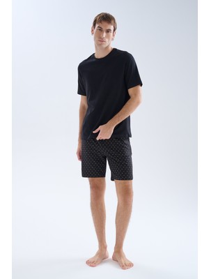 Syah Erkek Pamuklu Kısa Kollu Şortlu Pijama Takımı