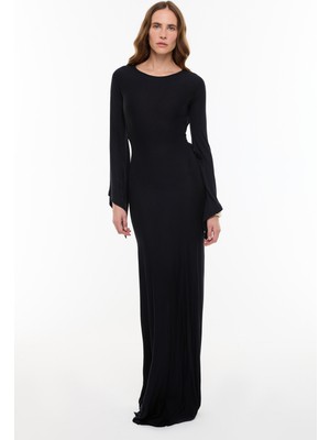 ROMAN Sırt Dekolteli Örme Elbise Siyah YY021012_001