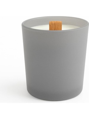 Vigordurus Dekoratif Paçuli Yasemin Portakal Kokulu Ahşap Fitil Doğal Mum 280 ml Kutulu Hediyelik Gri Renkli Bardak Mum