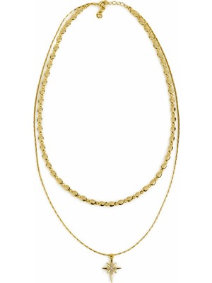 Sacha Kuzey Yıldızı Figürlü Çift Sıra Kolye