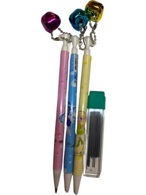 Vigordurus Kalem Seti, 3 Adet Renkli Tasarım, Zil Süslü, Kurşun Kalem Ucu Hediyeli