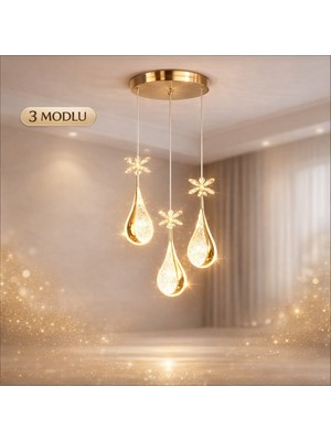 Kialed Damla 3'lü LED Sarkıt Avize 3 Modlu Aydınlatma (Kumanda Yoktur)