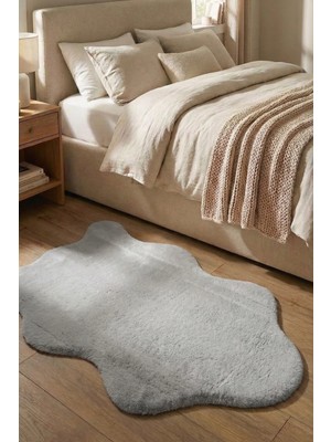 Halı Special Yuma Gri Peluş Post Halı-Yumuşak-Yıkanabilir-Modern-Dekoratif