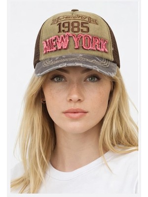 Soulistic Collection Unisex New York 1985 Yazılı Yarı Fileli Yıkamalı Eskitme Şapka