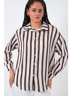 Bigdart 3964 Hafif Dökümlü Saten Gömlek - M. Kahverengi