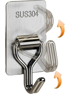 Vigordurus 2’li Kendinden Yapışkanlı Paslanmaz Çelik Süpürge ve Paspas Tutucu, 304 Kalite Çelik Duvar Tipi Organizer Askı Aparatı, 3x5 Cm, Delme Gerektirmez, Kaymaz Tutuşlu, Banyo, Mutfak, Bahçe Için