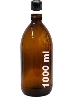 Vigordurus 1000 ml Ecza Siyah Kapaklı Boş Cam Şişe Ecza Şişesi (1)