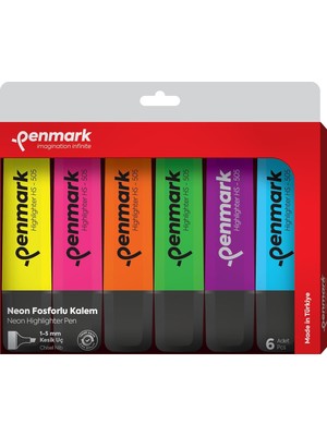 Vigordurus Fosforlu Kalem 6'lı Karışık Renk Neon