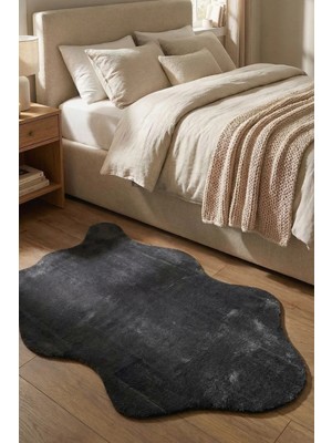 Halı Special Yuma Antrasit Peluş Post Halı-Yumuşak-Yıkanabilir-Modern-Dekoratif