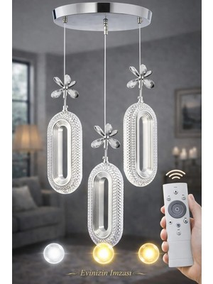 Serra 3'lü Gümüş 3 Renk  Modern LED Avize