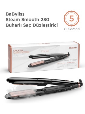 Babyliss Steam Smooth 39MM 230 Derece 5 Isı Ayarı Turmalin Seramik Iyon Etkili Buharlı Saç Düzleştirici ST493E
