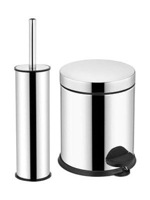 Vigordurus Pedallı Çöp Kovası Wc Fırça Set 3 Lt Krom