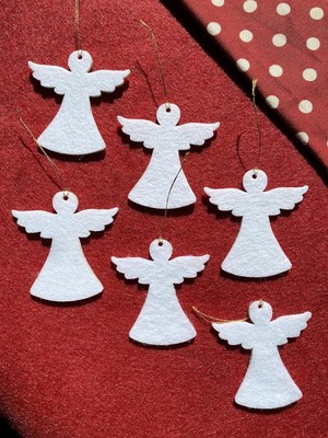 Vigordurus Mini Tasarım Atölyem Beyaz Melek Keçe Yılbaşı Ağacı Süs Seti Beyaz