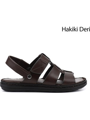 Gönderi(r) Erkek Kahverengi  Hakiki Deri Comfort Sandalet