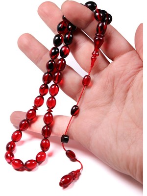 Tesbihkenti Sistemli Çalışma Alacalı Kırmızı Ateş Kehribar Tesbih