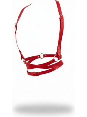Pileli Store Kırmızı Kadın Kemer Vücut Harness Detaylı Ayarlanabilir - APFT198