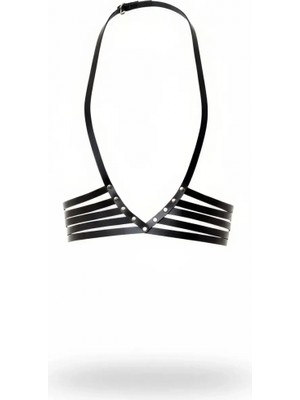 Pileli Store Siyah Kadın Kemer Suni Deri Çok Bantlı Vücut Aksesuarı - APFT199