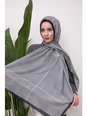 Eyşan İpek Çizgisel Desenli Dijital Soft Şal