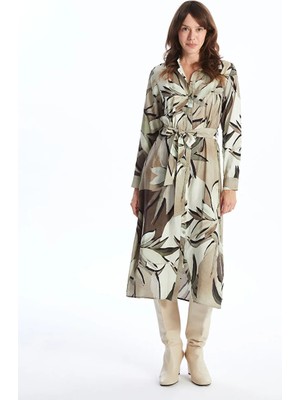 LC Waikiki Lcwaıkıkı Classic Karışık Desenli Uzun Kollu Kadın Gömlek Elbise