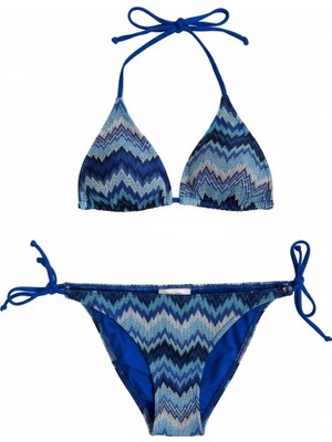 Aquella Renkli Triko Üçgen Bikini Takım