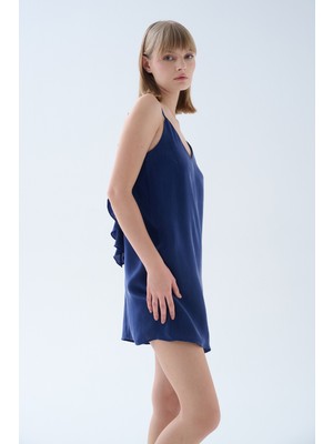 Hays Kadın Vegan Dokuma Ip Askılı V Yaka Volan Detaylı Elbise