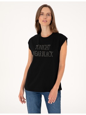 Pierre Cardin Kadın Siyah Regular Fit Tişört 50305815-VR046