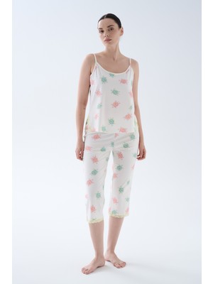 Hays Kadın Pamuklu Ayarlanır Ip Askılı Atlet Kapri Pijama Takımı