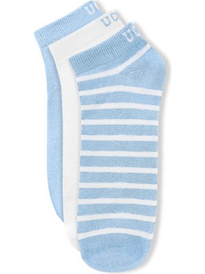Ucla Lıoren 3\'lü Gök Mavisi Kısa Jakarlı Pamuk Standard Fit Unisex Çorap
