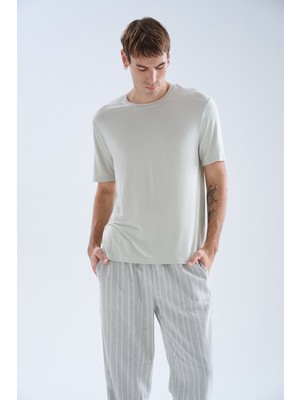 Syah Erkek Viskoz Kısa Kollu V Yaka Pijama Üstü