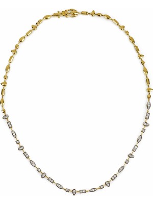 Sacha Geometrik Taşlı Gold Gümüş Kolye