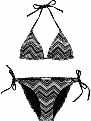 Aquella Renkli Triko Üçgen Bikini Takım