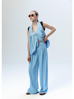 Kameya Pileli Bol Paça Pantolon