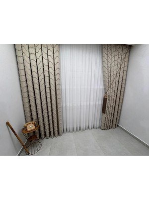 Nivemes Home Nivemeshome Mila Bej 1/3 Pileli Fon Perde