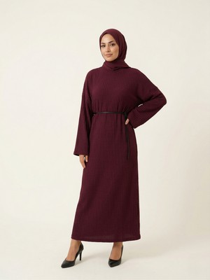 Foremia Örme Elbise-Bordo -