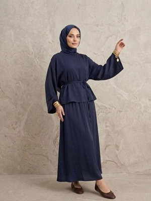 Foremia Arka Fermuarlı Etekli Takım-Lacivert -