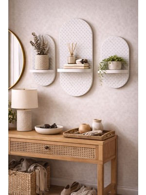 Dekoratif 3 Parça Mebran Duvar Rafı