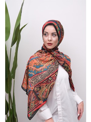 Eyşan İpek Karmaşık Etnik Desenli Dijital Soft Şal
