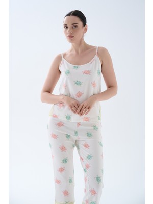Hays Kadın Pamuklu Ayarlanır Ip Askılı Dantel Detaylı Atlet Pijama Üstü