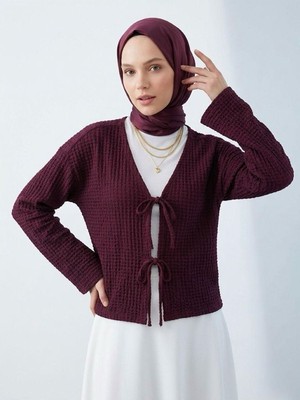 Foremia Ön Bağlamalı Örme Tunik-Bordo -